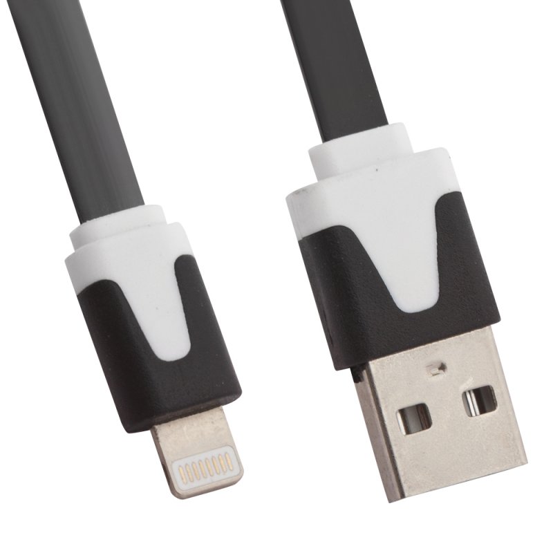 

USB кабель «LP» для Apple iPhone/iPad Lightning 8-pin плоский узкий (черный/европакет)