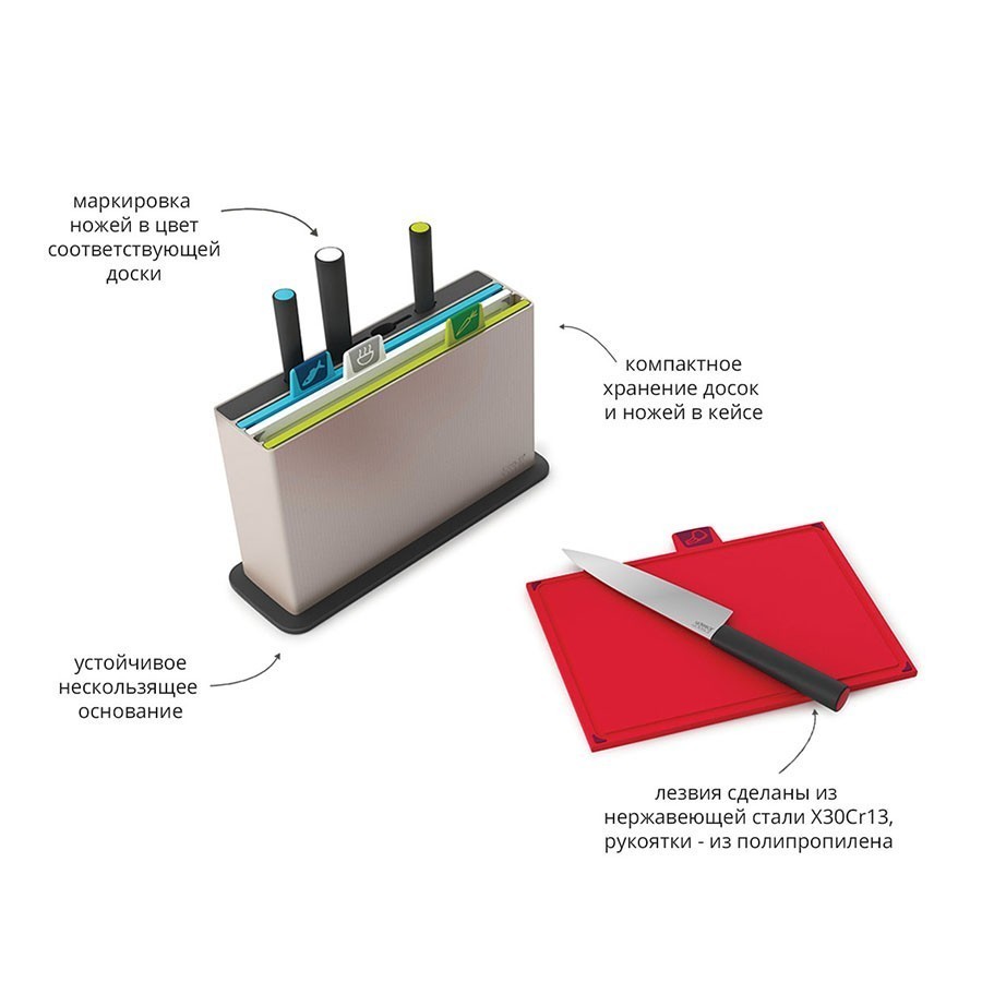 фото Набор разделочных досок с ножами index™' серебристый