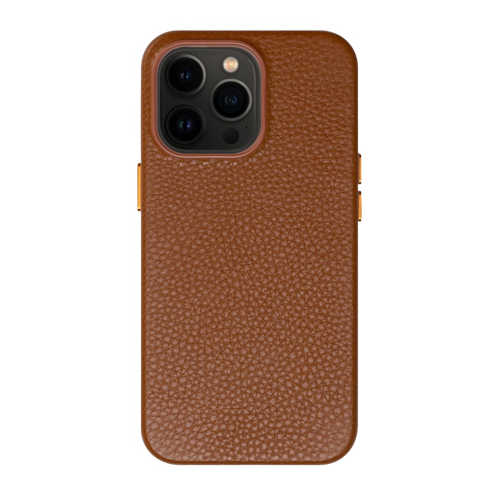 фото Чехол leather case для apple iphone 13 pro, коричневый, картон, deppa