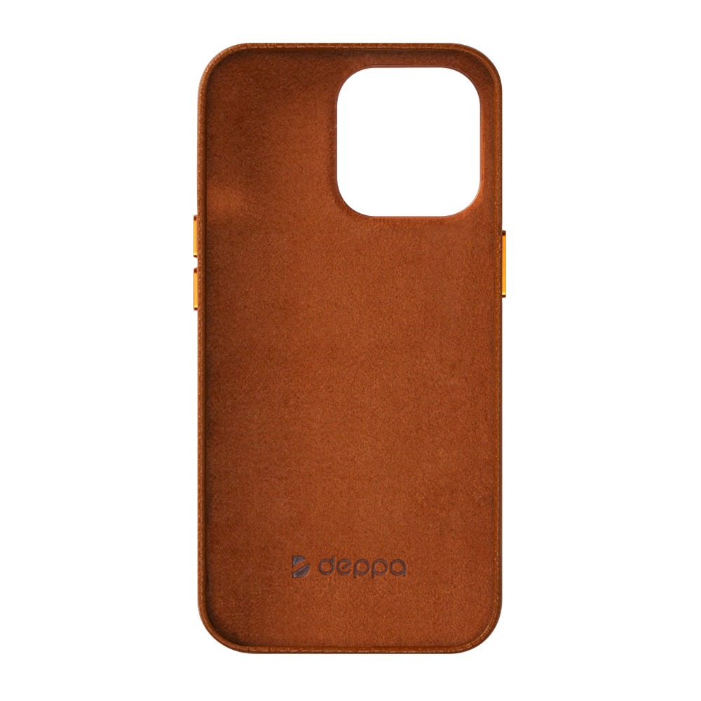 фото Чехол leather case для apple iphone 13 pro, коричневый, картон, deppa