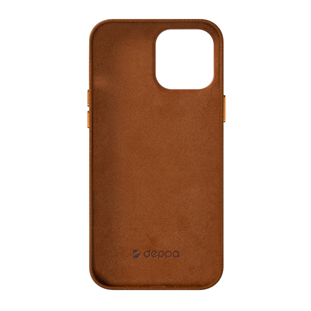 фото Чехол leather case для apple iphone 13 pro max, коричневый, картон, deppa