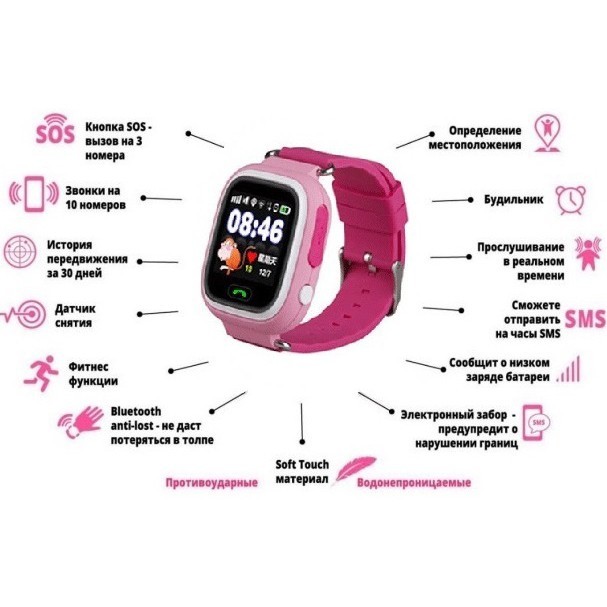 фото Smart baby watch q80 - умные детские часы с gps, голубой