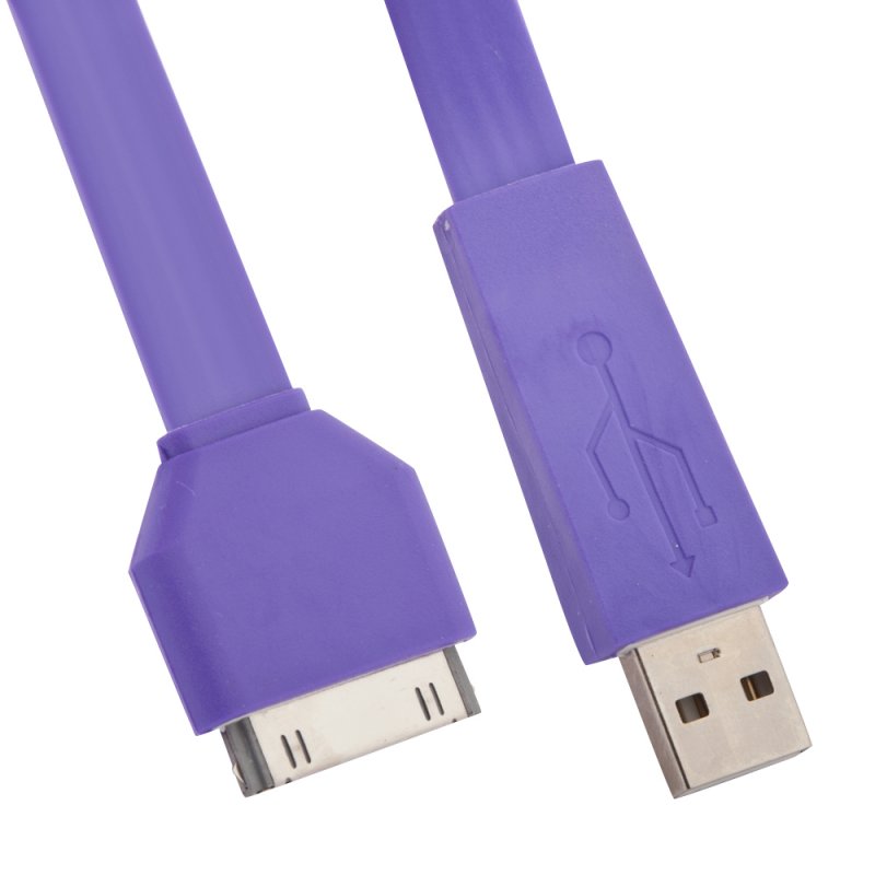 

USB кабель «LP» для Apple iPhone/iPad 30 pin плоский широкий (сиреневый/европакет)