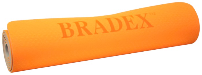 фото Коврик для йоги bradex sf 0402/sf 0403, 183х61х0.6 см оранжевый/серый