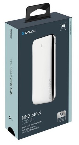 фото Аккумулятор deppa nrg steel 10000 mah, зеркальный