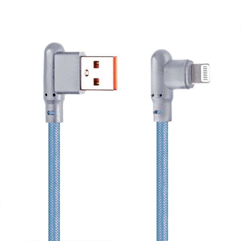 

USB кабель «LP» для Apple Lightning 8-pin Г-коннектор оплетка леска (синий/блистер)