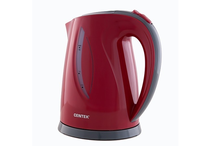 фото Чайник электрический centek ct-0053 red 1.8л, 2200вт, внутренняя led подсветка, уровень воды, фильтр