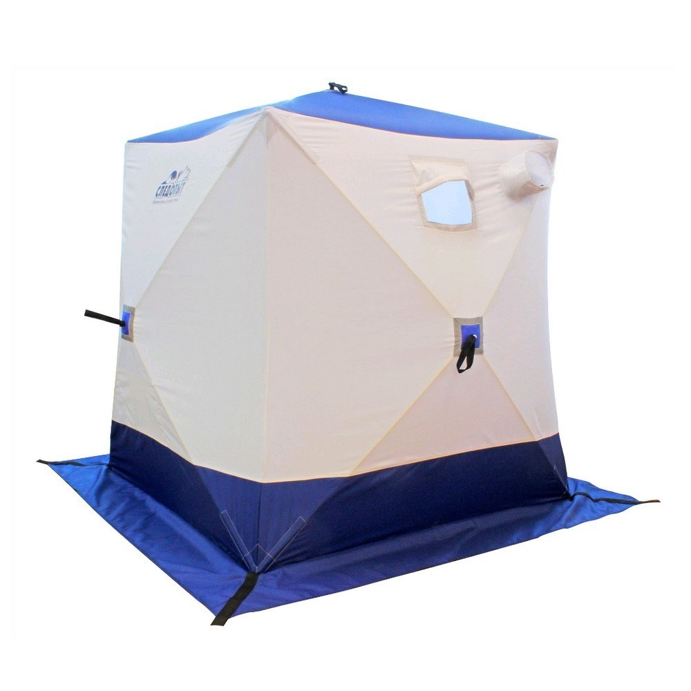 фото Палатка зимняя куб следопыт 3-местная, бело-синяя