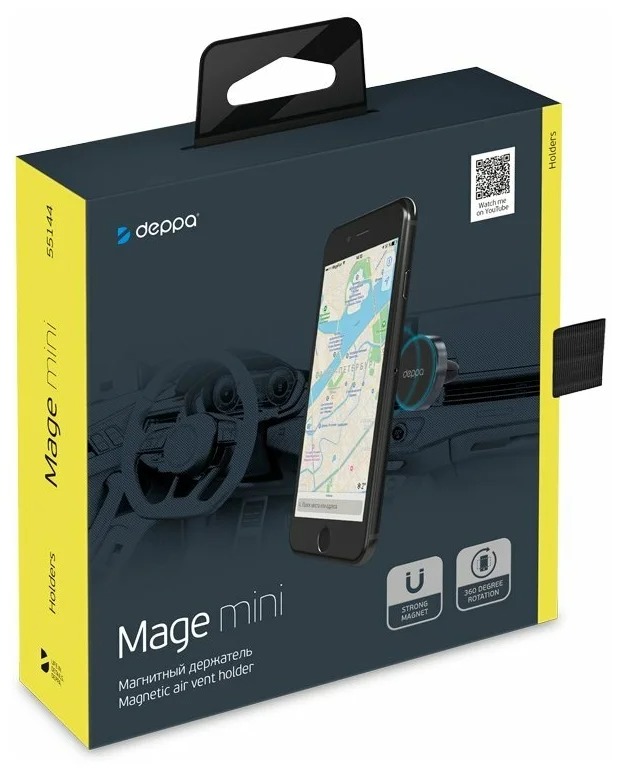 фото Автомобильный держатель mage mini для смартфонов, магнитный, крепление на вент.решетку, графит,deppa