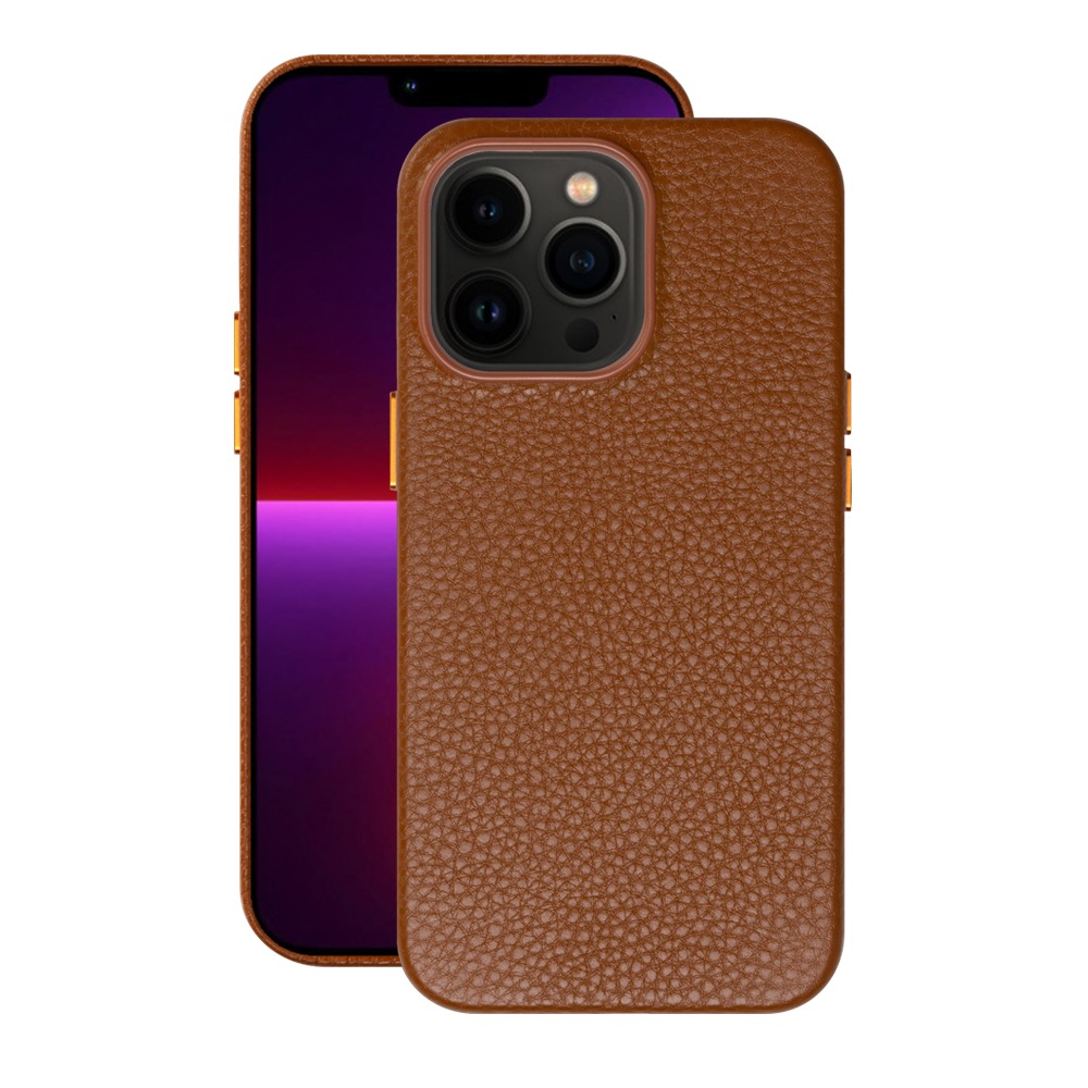 фото Чехол leather case для apple iphone 13 pro, коричневый, картон, deppa