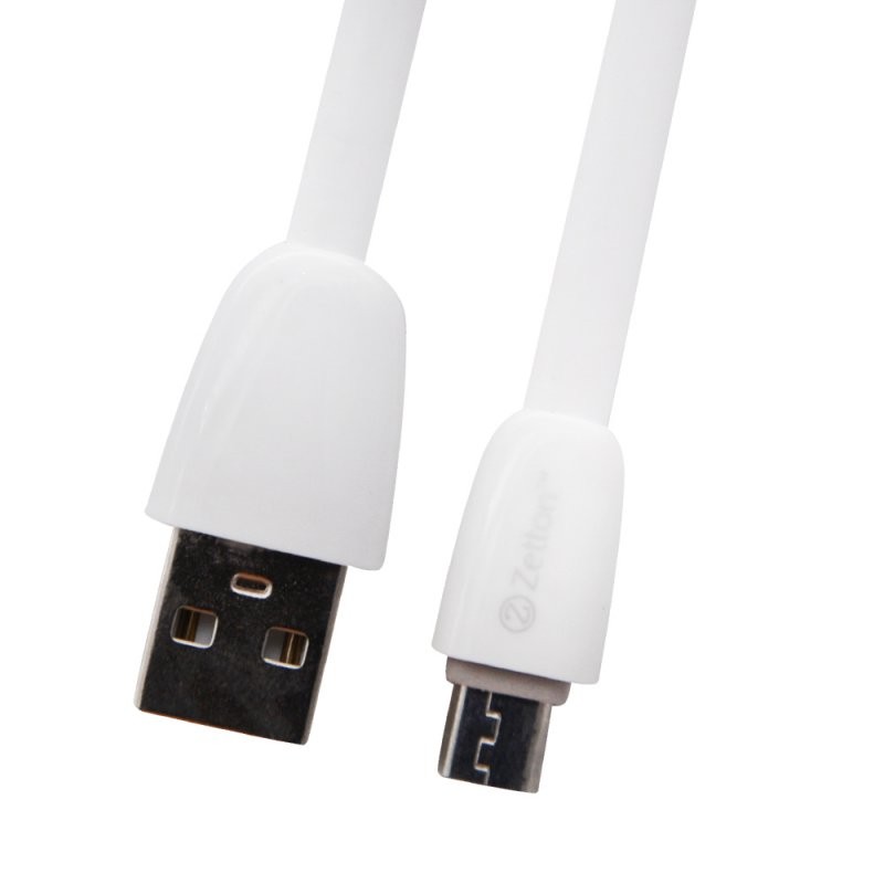 

USB кабель Zetton USB SyncCharge Flat Glossy TPE Data Cable USB to Micro USB белый (ZTUSBFGTWEMC)